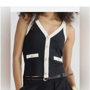 J.Crew Black and White Button-Up Tank Top